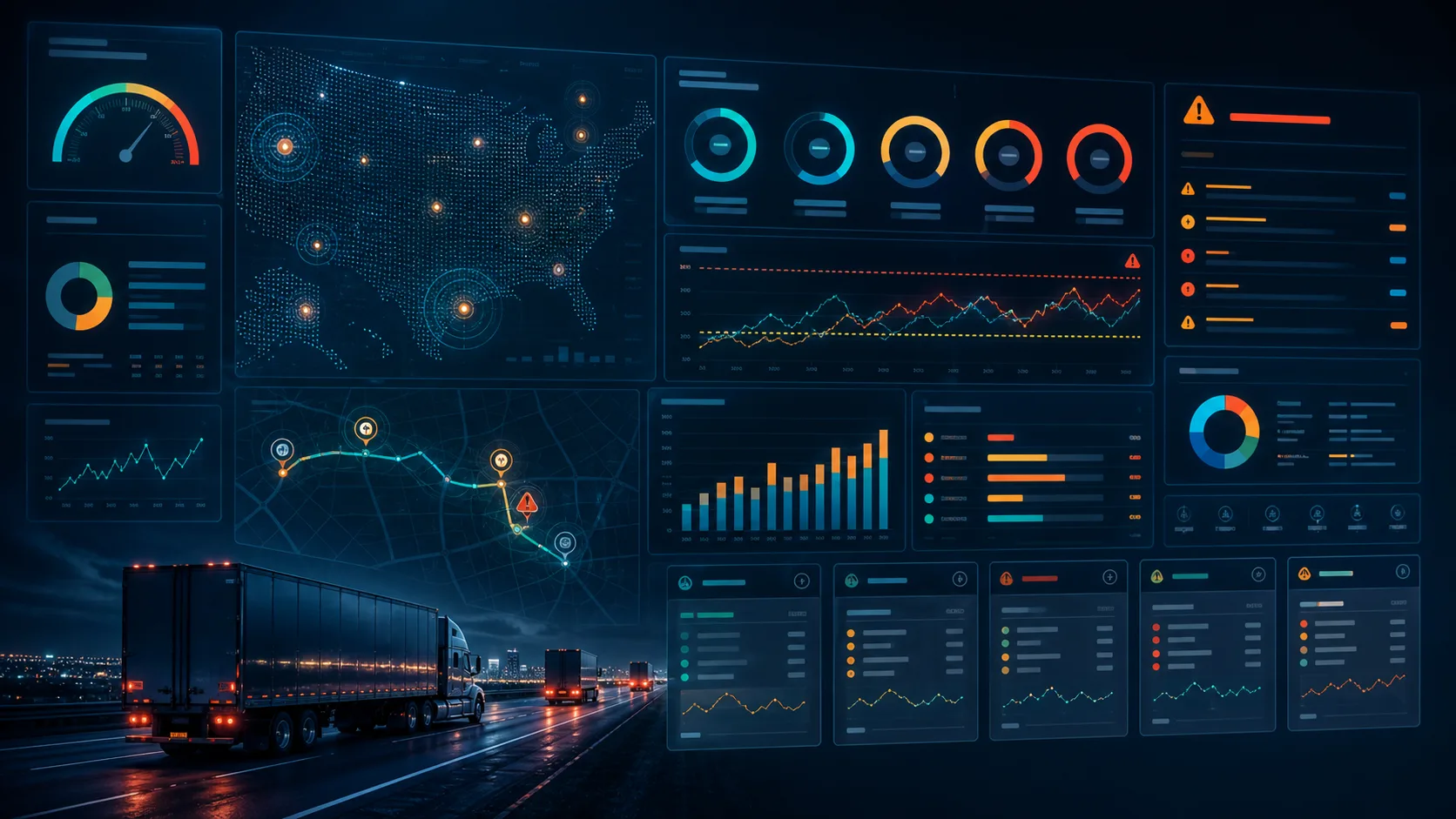 CSA monitoring dashboard with inspection, violation, and alert trends